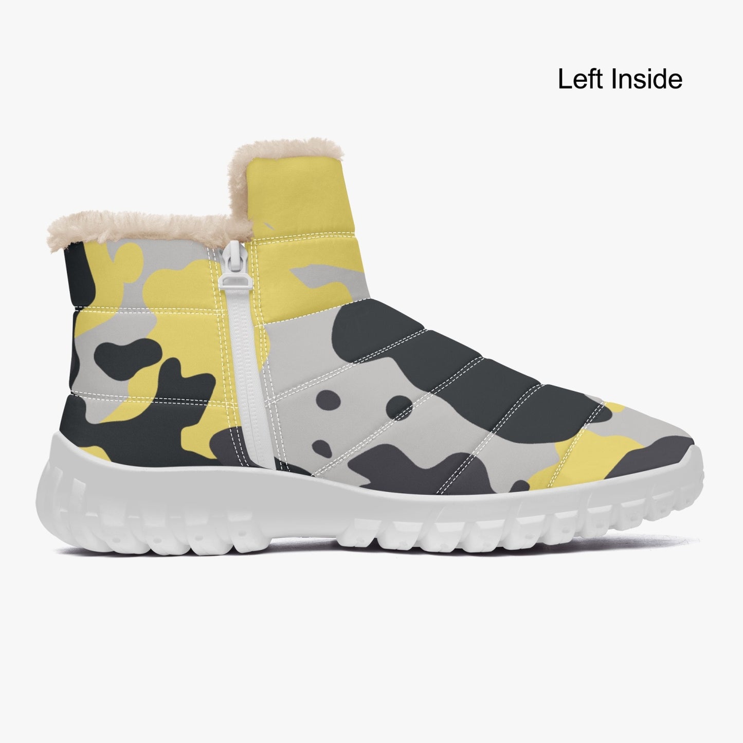 Camo Boots | Cotton-pad Fur Zipper Up | Yellow, Black & Silver