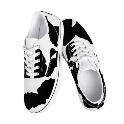 Camo Skate Shoes | Black & White Cow Print