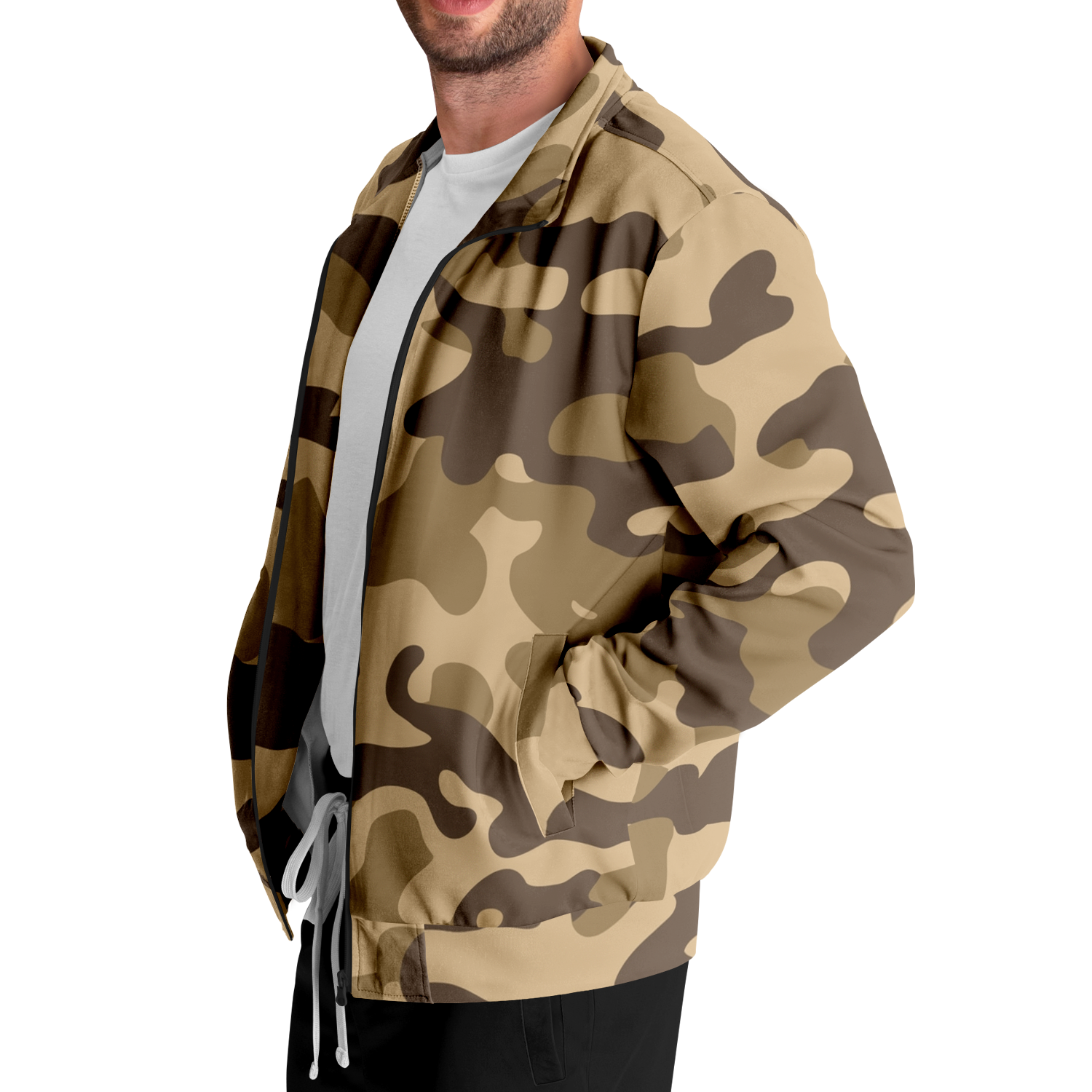 Camo Track Jacket | Khaki Camouflage