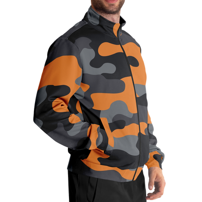 Camo Track Jacket | Orange, Black & Gray Camouflage