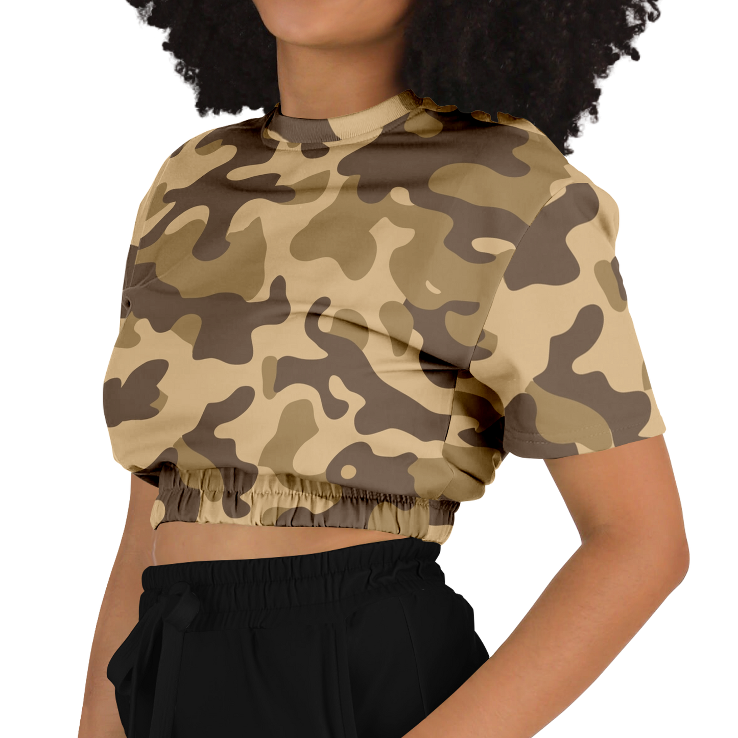 Camo Crop Top Sweatshirt | Khaki Camouflage