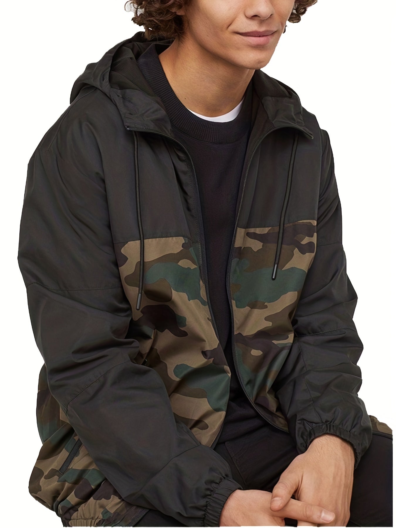 Camouflage Pattern Hooded Jacket for Men | Loose Fit