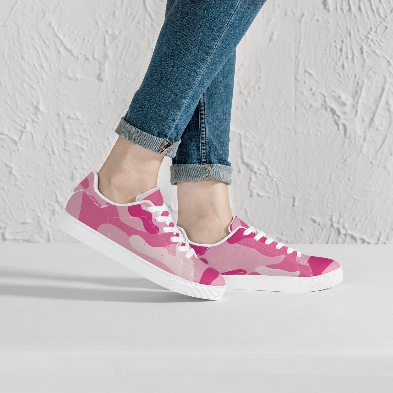 Camo Sneakers | Classic Low-Top Leather | Lavender Pink