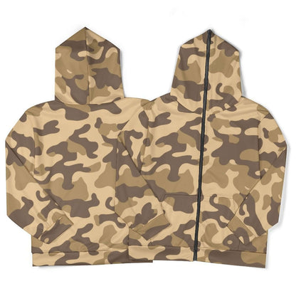 Zip up Camo Hoodie | Khaki Camouflage