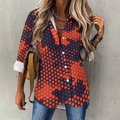 Women's Button-Up Camo Shirt | Orange & Blue Digital