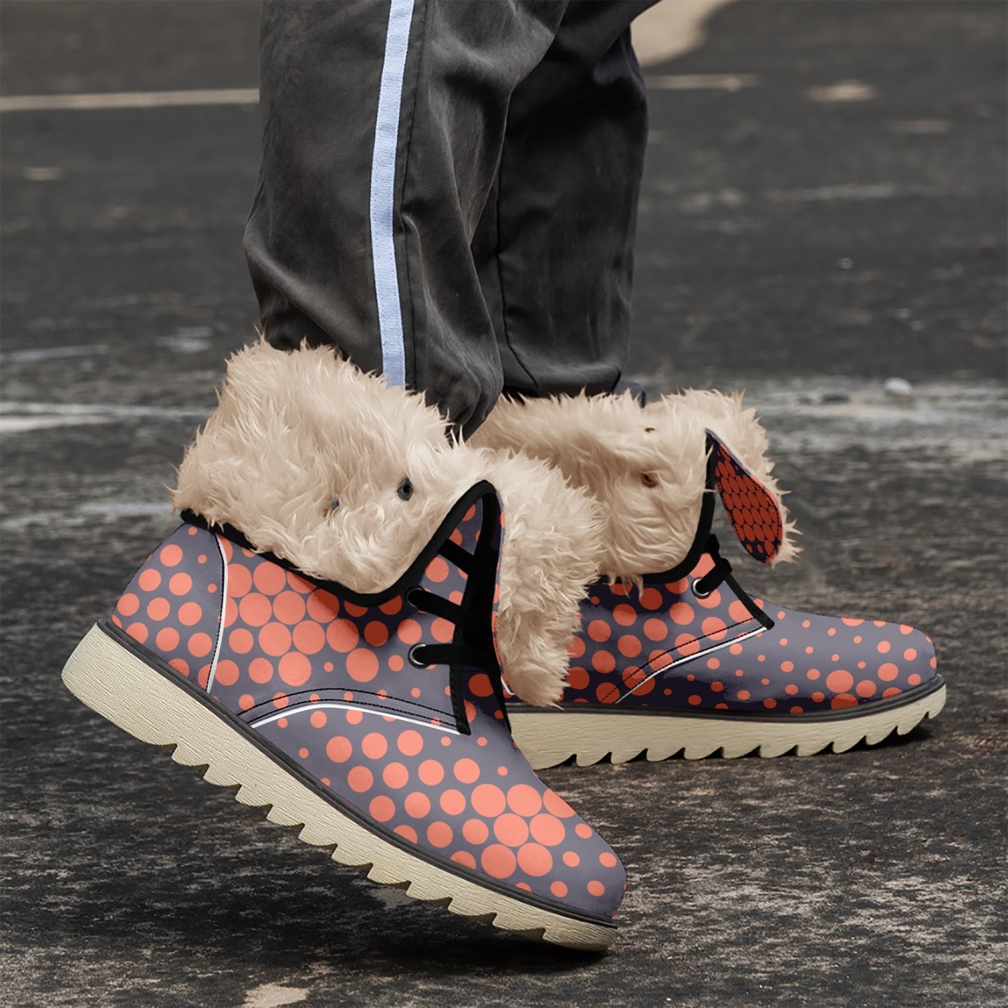 Camo Boots | Orange & Blue Digital Cotton-Pad Fur Lining