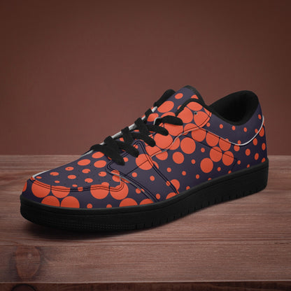 Camo Sneakers | Orange Blue Low-Top Leather Camouflage Shoes