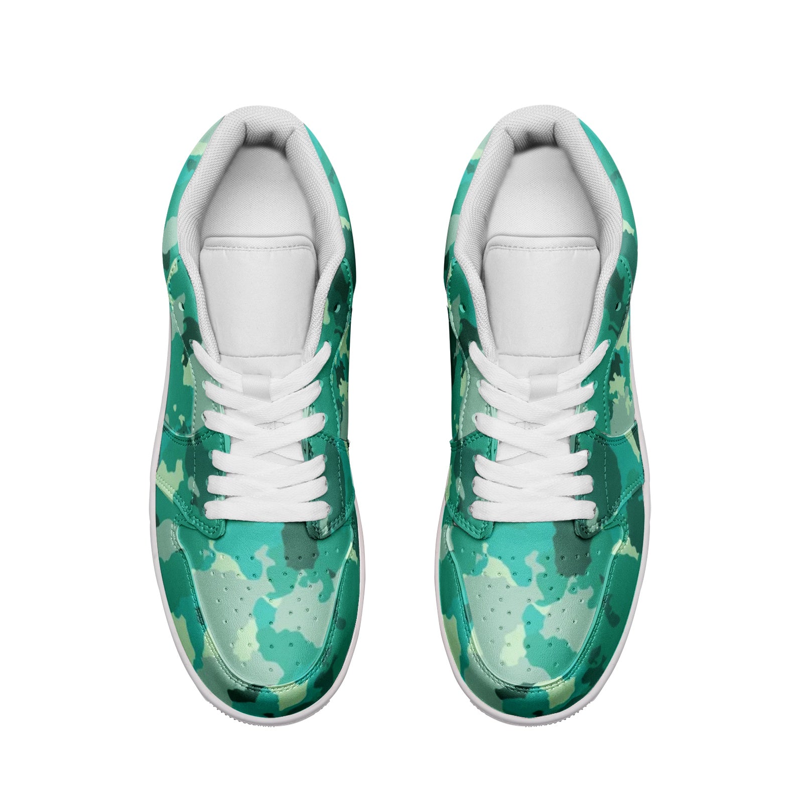 Cyan Green Camo Sneakers | Unisex Low Top Leather