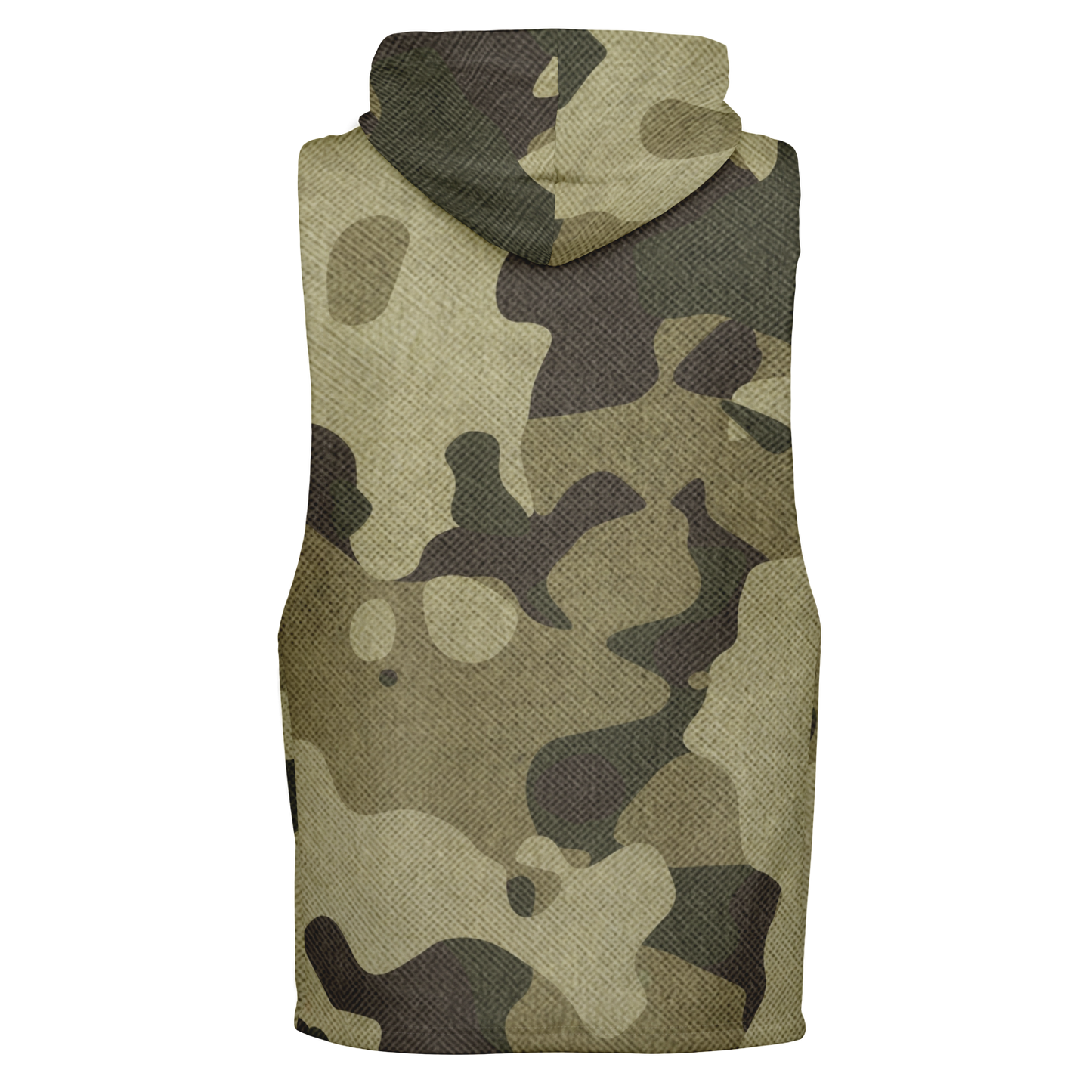 Sleeveless Hoodie | Green Fabric Camouflage