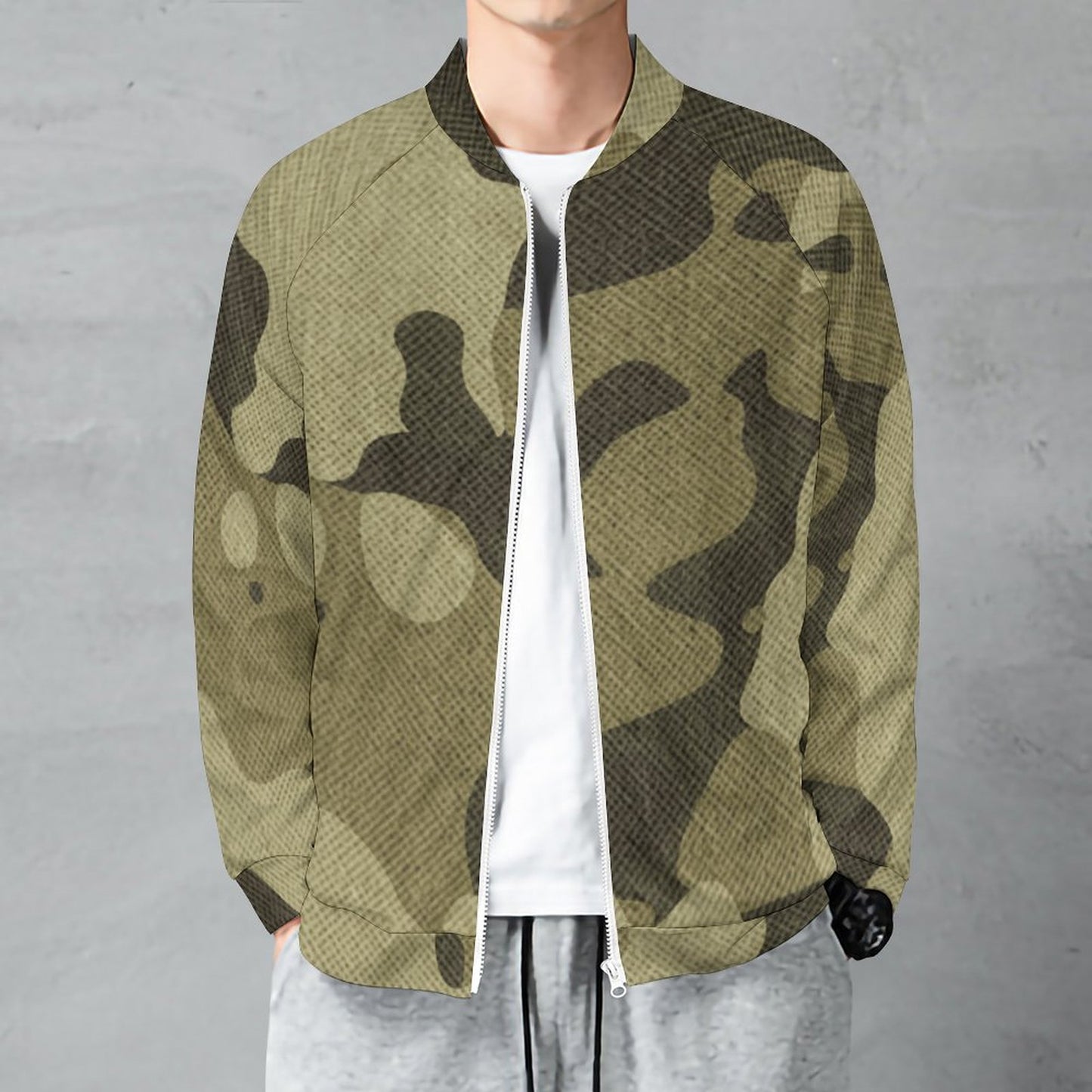 Camo Shirt | Raglan Zip-up | Green Fabric