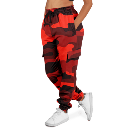 Camo Cargo Pants | Unisex | Scarlet Red & Black