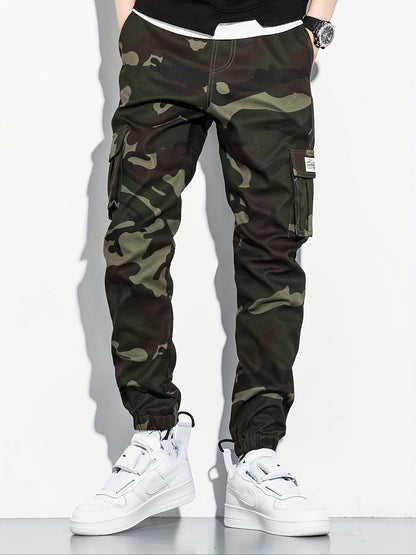 Men's Camo Cargo Cropped Pants With Multi Pockets | Vintage Style