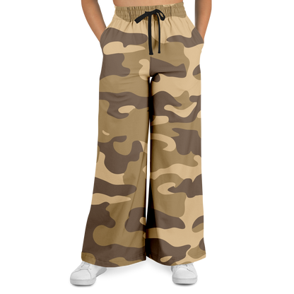 Camo Wide Leg Pants | Khaki Camouflage