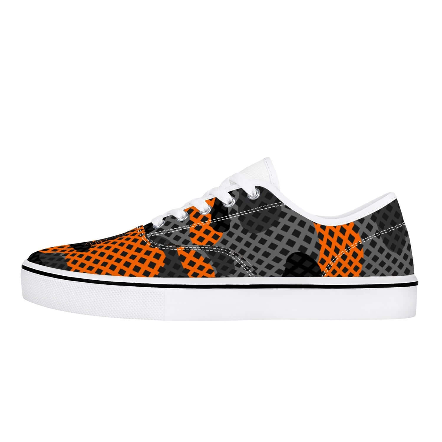 Camo Skate Shoes | Orange & Black Pixel Camouflage