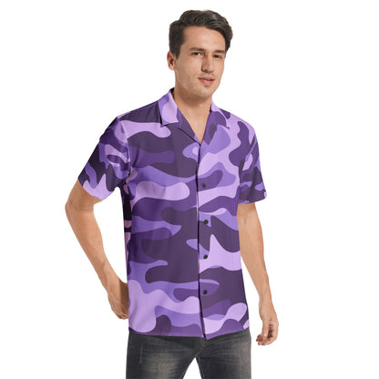 Cotton Camo Shirt For Men | Purple & Blue Short-Sleeve