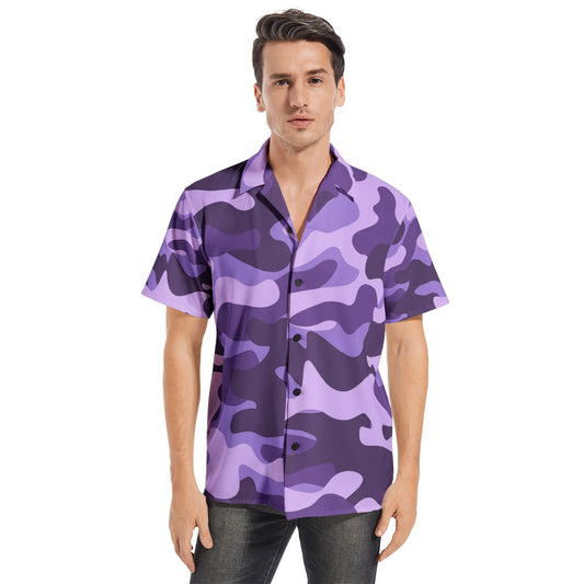 Cotton Camo Shirt For Men | Purple & Blue Short-Sleeve