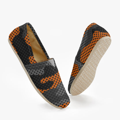 Camo Toms | Black & Orange Pixel Camouflage Canvas Shoes