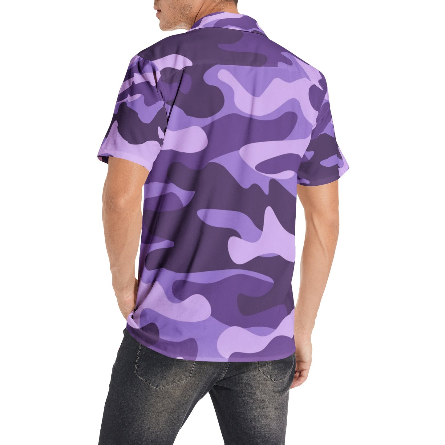 Cotton Camo Shirt For Men | Purple & Blue Short-Sleeve