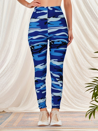 Leggings ajustados con estampado de camuflaje, leggings elásticos informales de cintura alta, ropa para mujer