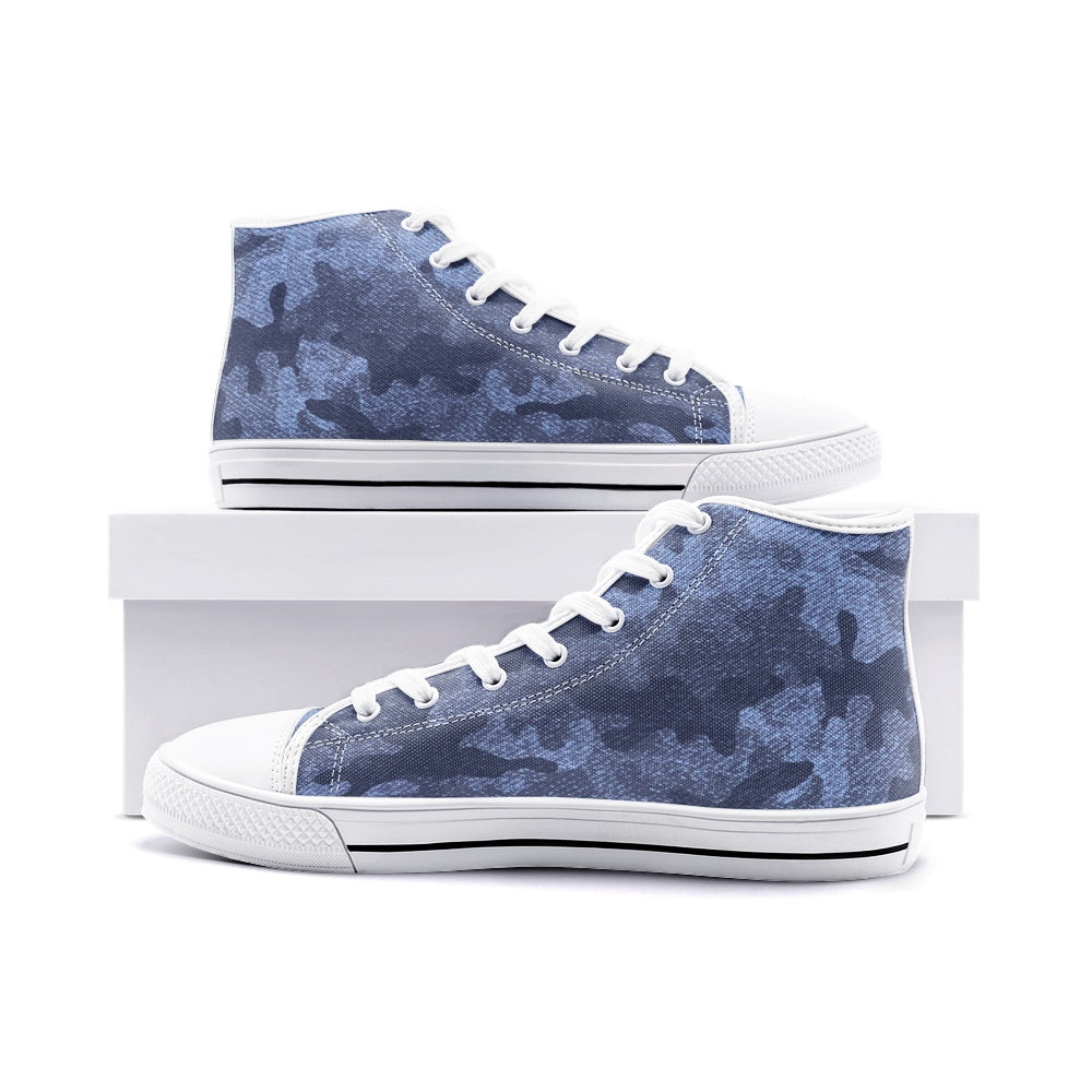 Camo Shoes | High Top Canvas | Denim Blue Camouflage