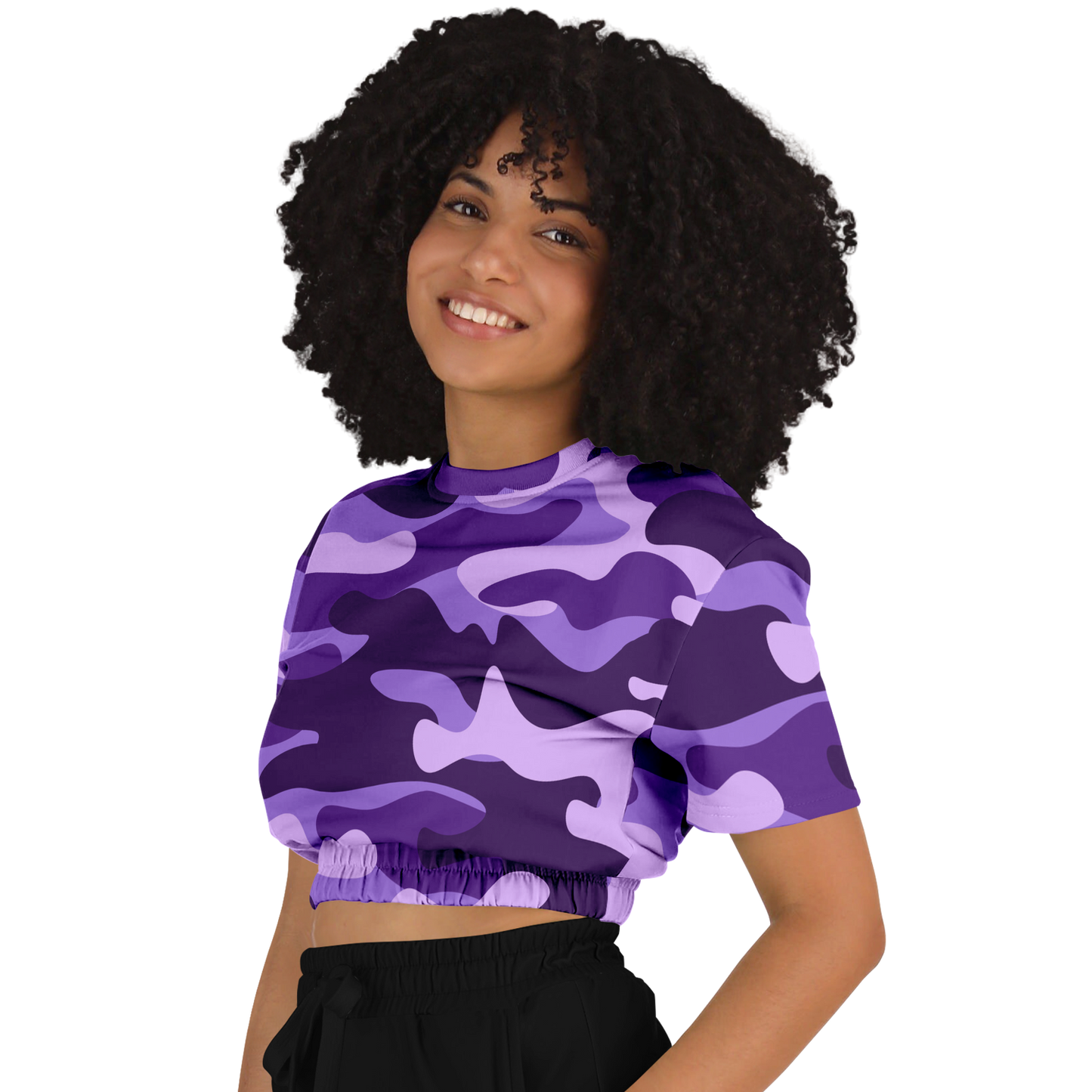 Camo Crop Top Sweatshirt | Purple, Blue & Mauve Camouflage