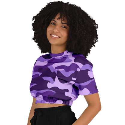 Camo Crop Top Sweatshirt | Purple, Blue & Mauve Camouflage