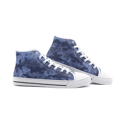 Camo Shoes | High Top Canvas | Denim Blue Camouflage