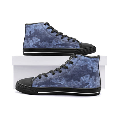 Camo Shoes | High Top Canvas | Denim Blue Camouflage