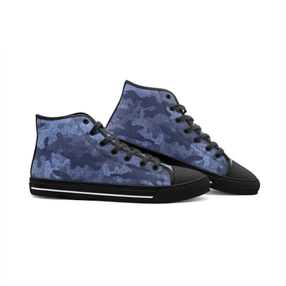 Camo Shoes | High Top Canvas | Denim Blue Camouflage