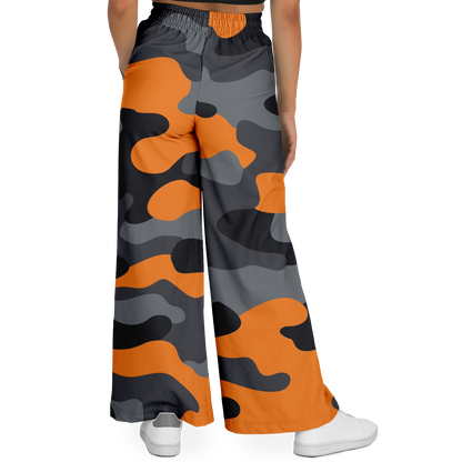 Camo Wide Leg Pants | Orange, Gray & Black Camouflage