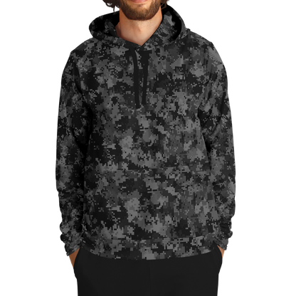 Black Camo Hoodie | Digital Monochrome Dark Gray Camouflage