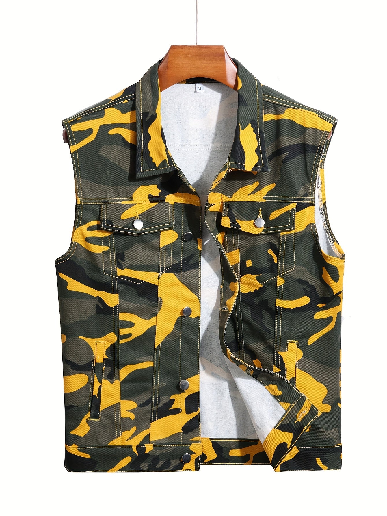 Men's Camo Denim Vest | Lightweight, Sleeveless Jacket