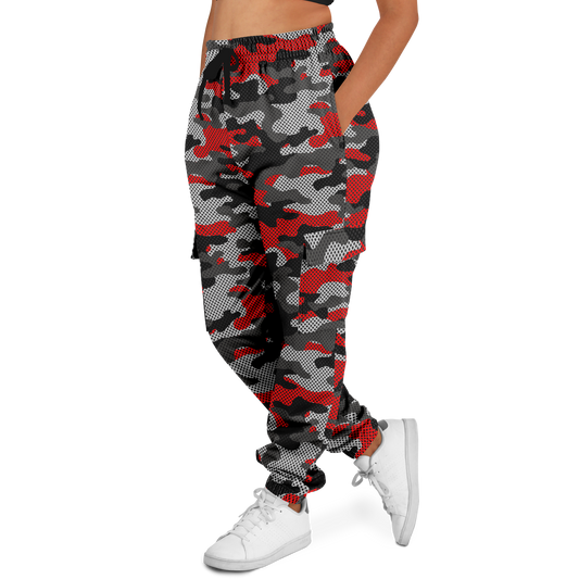 Red Camo Cargo Pants | Mixed Black and Gray Pixel Camouflage