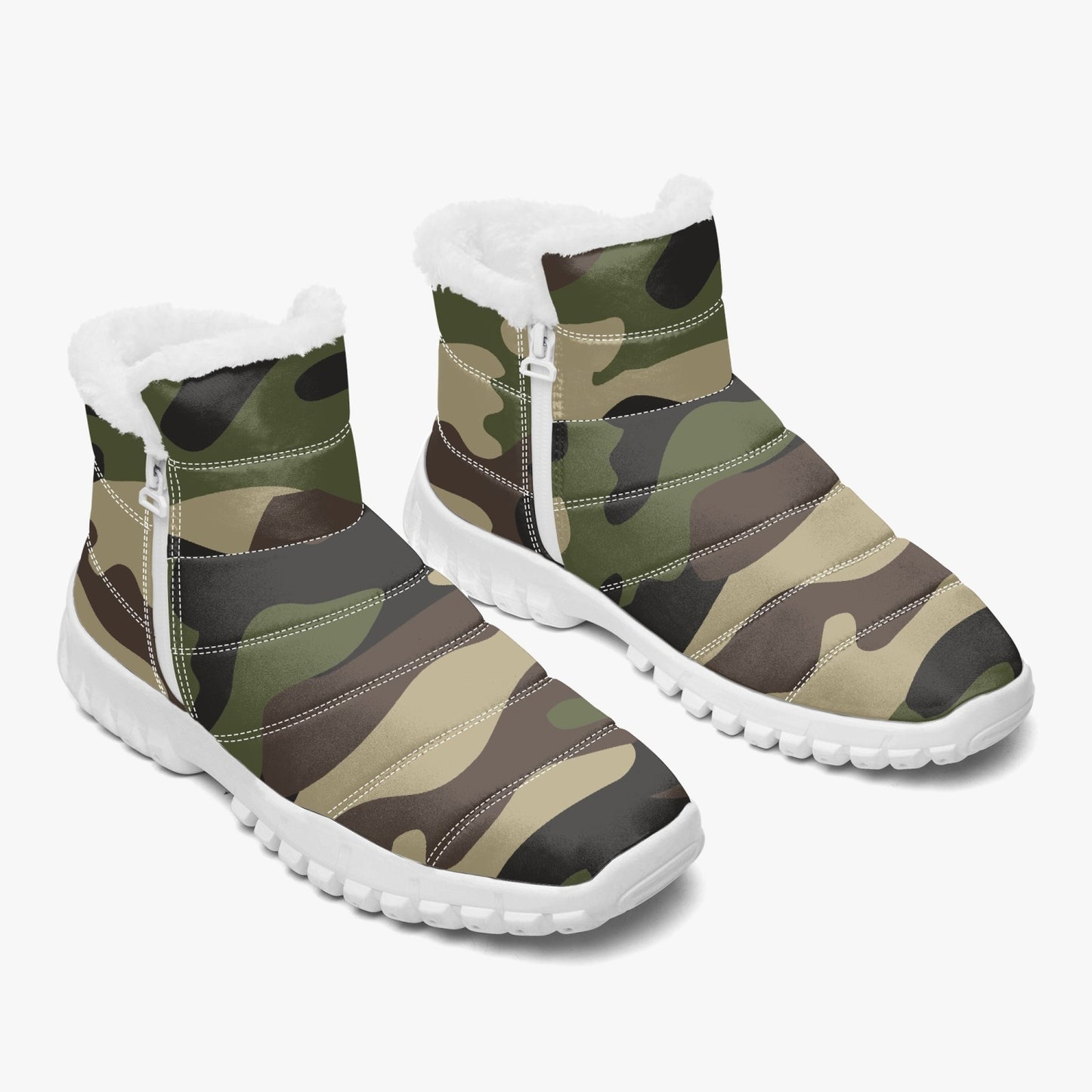 Camo Boots | Cotton-pad Fur Zipper Up | Classic Green