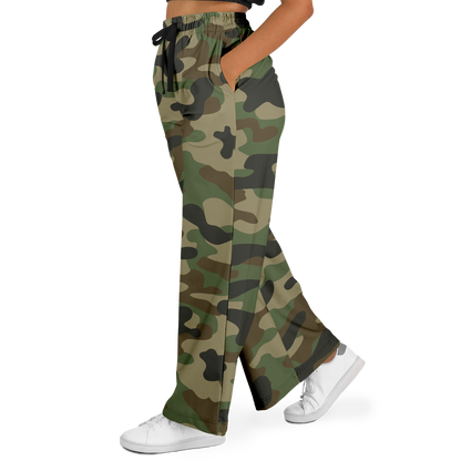 Camo Wide Leg Pants | Classic Green