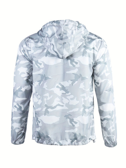 Camo Windbreaker Jacket | Men's Casual Coat with Hood