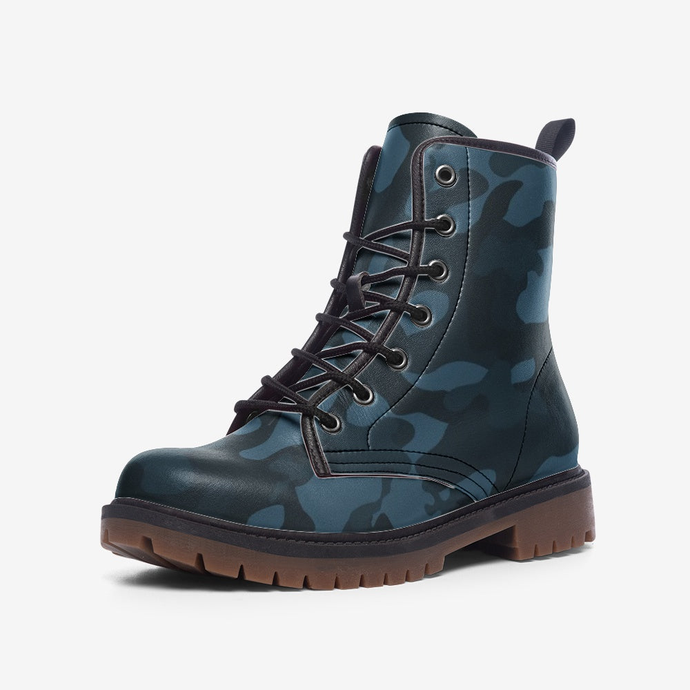 Dark Blue Camo Boots | Lightweight Leather