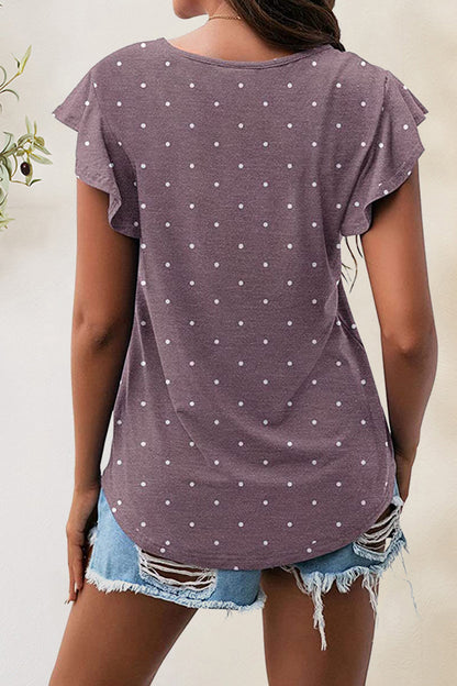 Printed Round Neck Short Sleeve Leopard T-Shirt