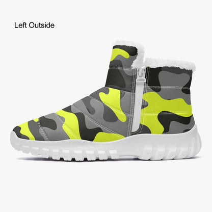 Camo Boots | Cotton-pad Fur Zipper Up | Yellow, Black & Gray