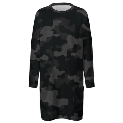 Camo Shirt | Loose Fit Long Sleeves | Black Camouflage