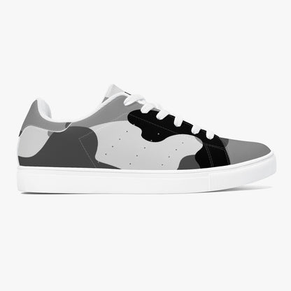 Camo Sneakers | Classic Low-Top Leather | Gray, Black and White