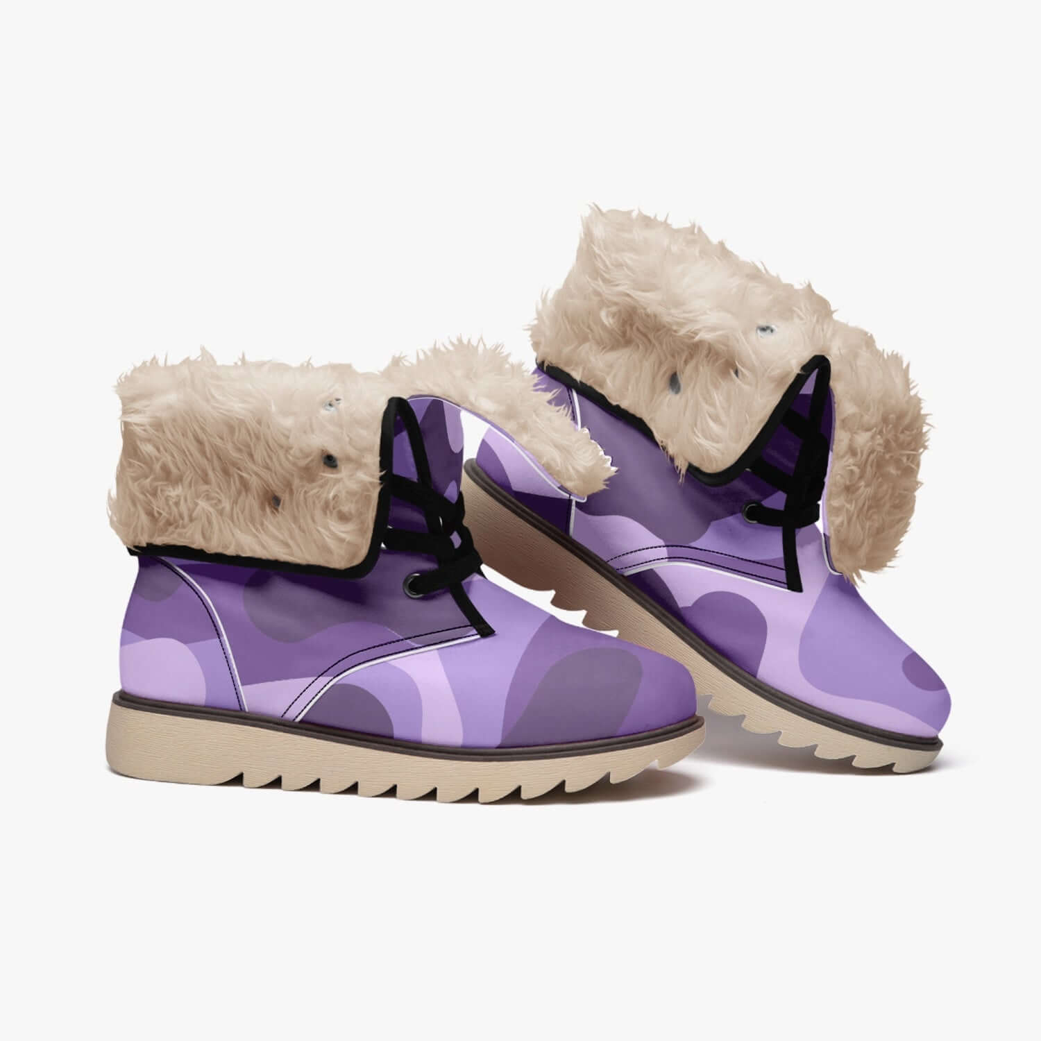 Camo Boots | Purple, Blue, & Mauve Cotton-Pad Fur Lining