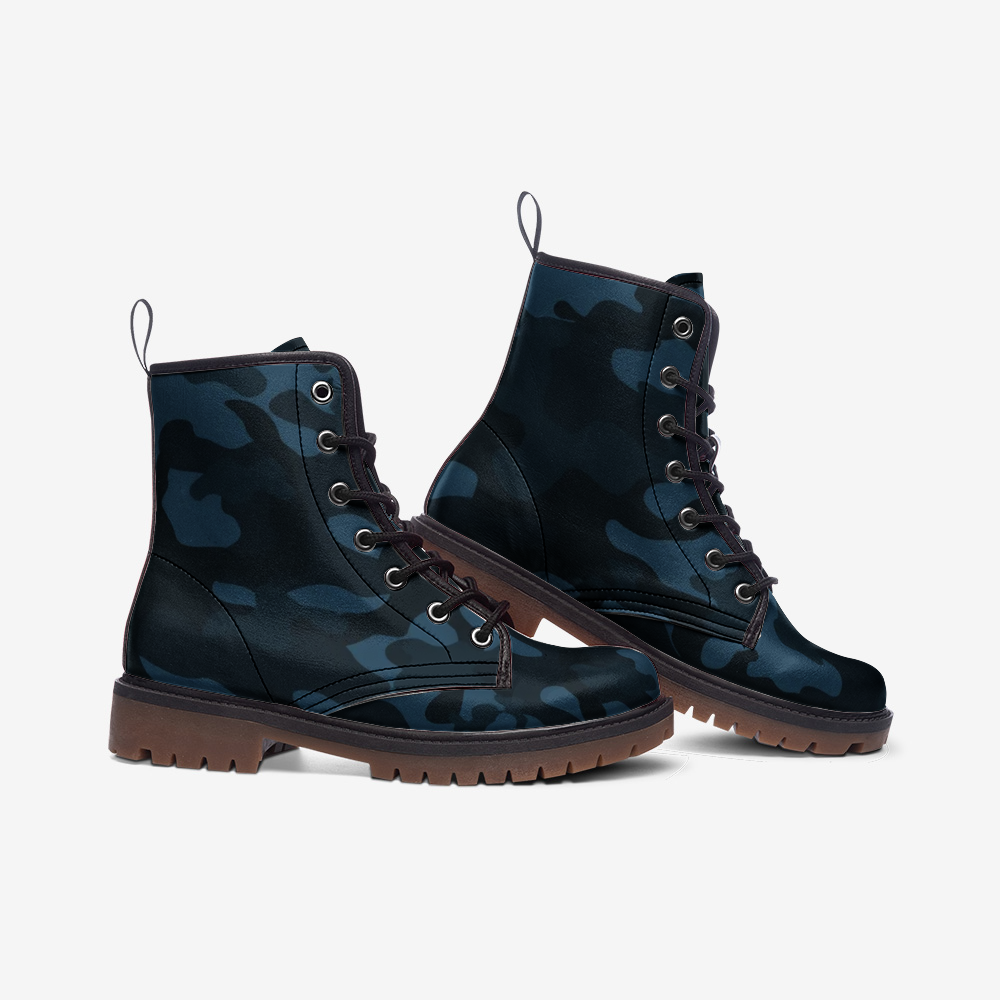 Dark Blue Camo Boots | Lightweight Leather