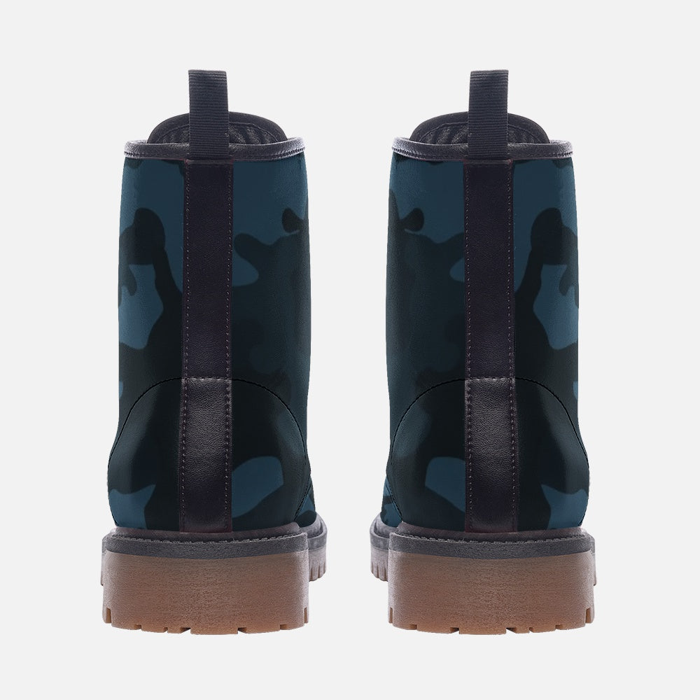 Dark Blue Camo Boots | Lightweight Leather