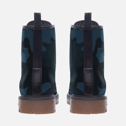 Dark Blue Camo Boots | Lightweight Leather