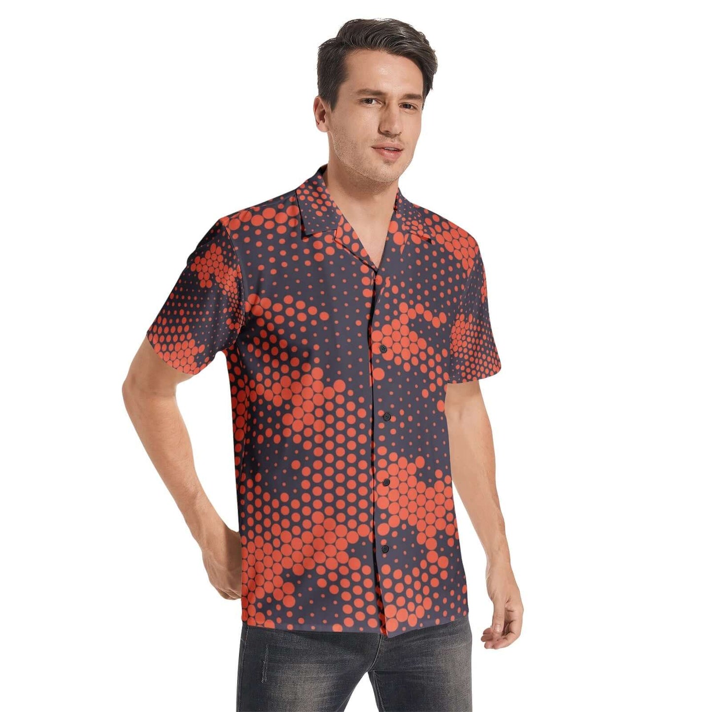 Cotton Camo Shirt For Men | Orange & Blue Short-Sleeve