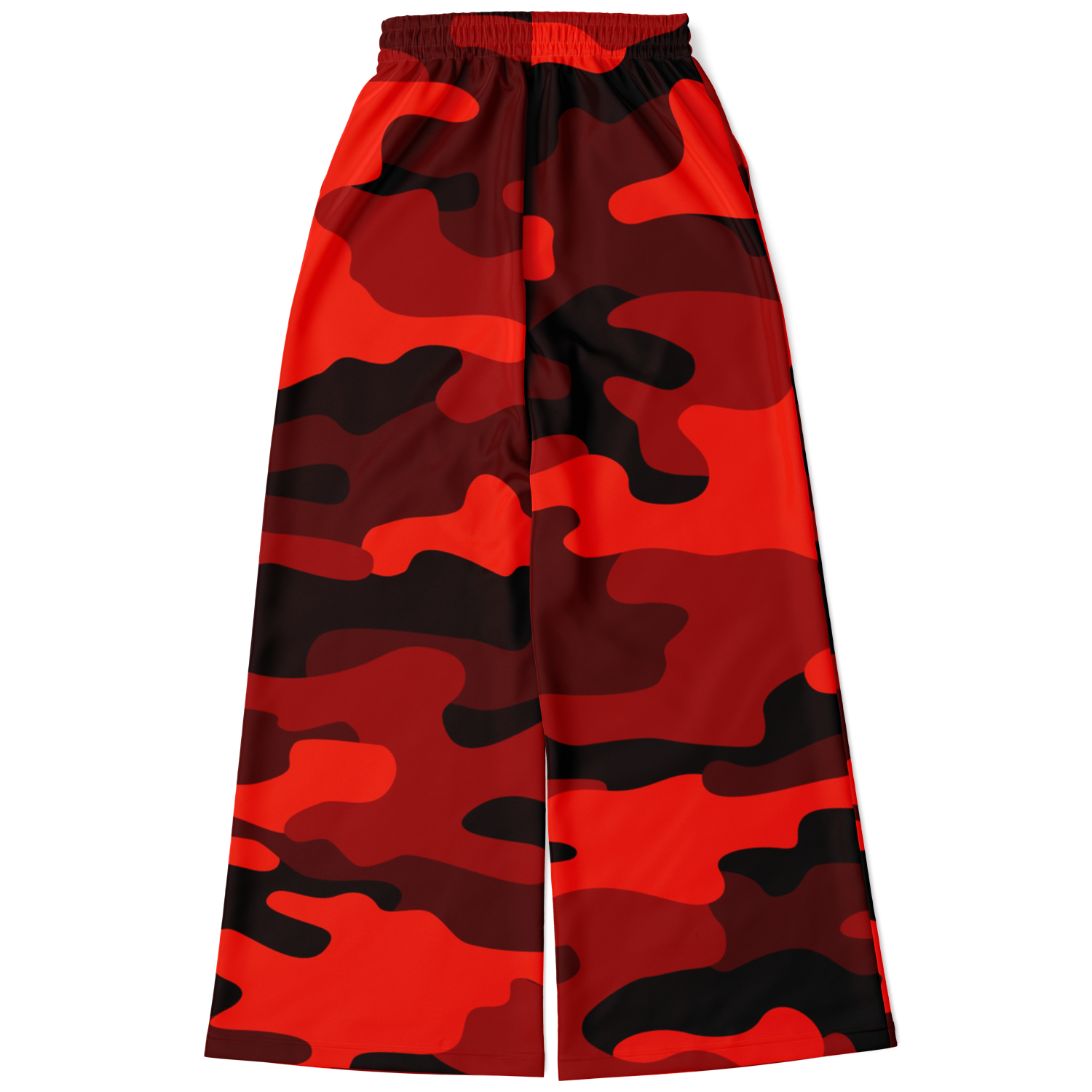 Camo Wide Leg Pants | Scarlet Red & Black Camouflage