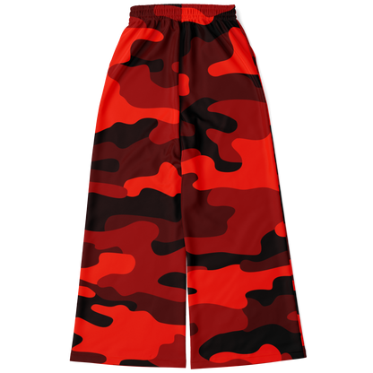 Camo Wide Leg Pants | Scarlet Red & Black Camouflage