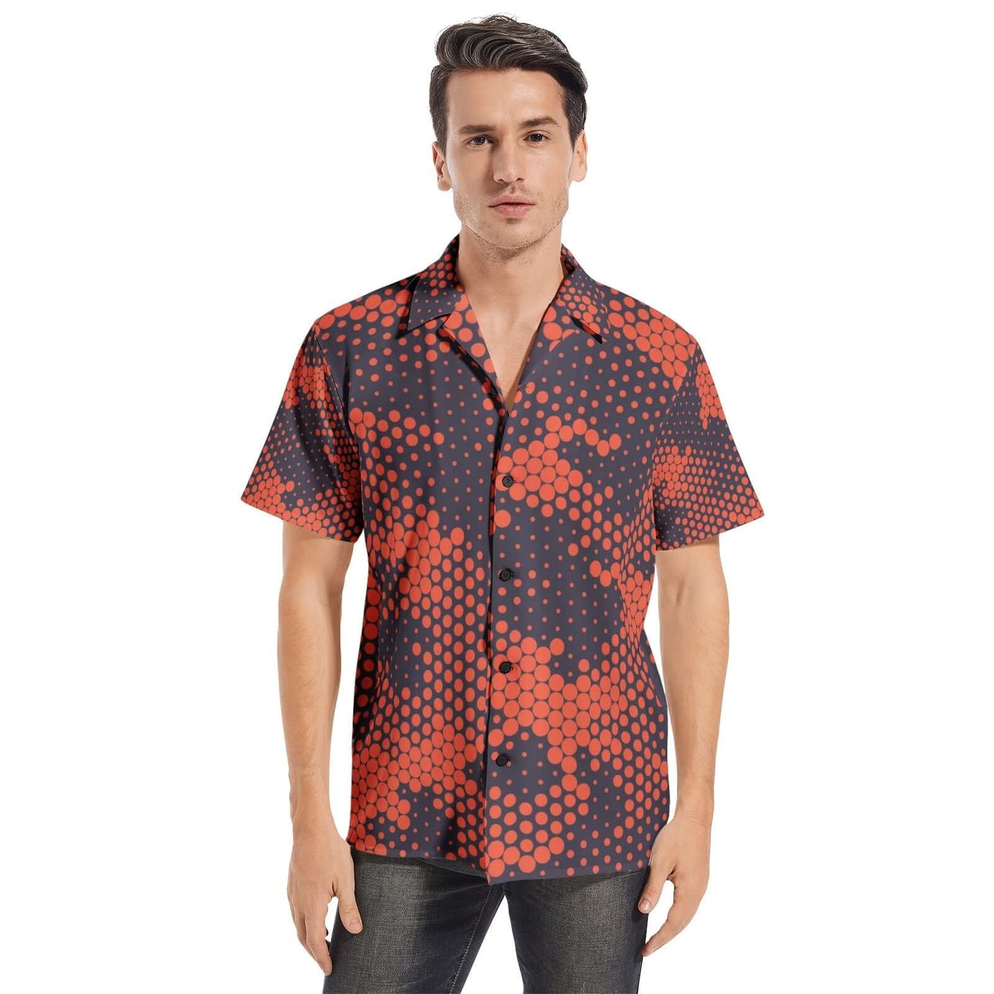 Cotton Camo Shirt For Men | Orange & Blue Short-Sleeve