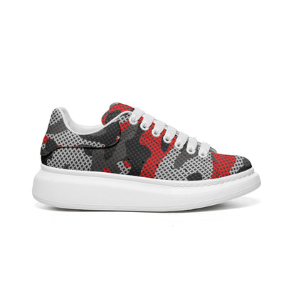 Oversized McQueen Sneakers | Red, Black, and Gray Pixel Camo